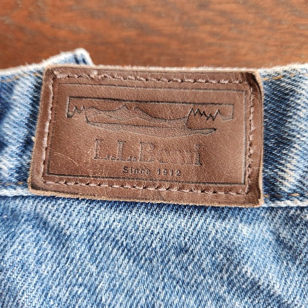 LL Bean Pants Mens tagged 37x34 measures 36x33.5 Double L Blue Denim Jeans - Picture 7 of 8